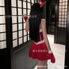 Vestido rojo de Navidad de Año Nuevo vestido de terciopelo sexy presentadora femenina escenario de actuación fiesta alce festival sirvienta 6864