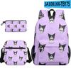3D Novo Produto Impresso Periférico Sanrio Kuromi Mochila Kuromi Bolsa Escolar Estojo Bolsa de Ombro Conjunto de Três Peças