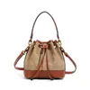 Elegante bolso cubo para mujer, nuevo modelo 2026, bolso con cordón de estampado vintage, bolso de hombro versátil, bolso cruzado