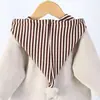 Mameluco de polar para bebé, ropa exterior de otoño e invierno, mameluco a rayas con capucha y bordado de dibujos animados, atuendo para portabebés recién nacidos