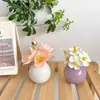 Estilo Ins Jarrón Redondo Pequeño Flores Secas Flores Artificiales Colorido Set de Botellas de Cerámica Decoración para Dormitorio Sala de Estar Mini Adornos Pequeños