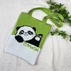 Bolsa de Tricô Ins Desenho Panda Feminina Moda para Carregar na Mão Grande Capacidade Bolsa de Ombro Bolsa Transversal Bolsa
