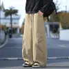 Pantalones casuales de estilo americano con pliegues y cintura totalmente elástica para hombre, pantalones de trabajo rectos, holgados y versátiles, con un tacto relajado y piernas anchas