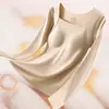 Capa base ligera cepillada para mujer para otoño e invierno, con copas de sujetador integradas, no necesita usar sujetador, ultradelgada y sin costuras, escote cuadrado, ropa interior que realza la piel