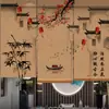 Cortina de Bambu Cortina Rolante Pintura Pendurada Novo Estilo Chinês Sala de Chá Cortina de Porta Zen Divisória de Sombreamento Impressão Decorativa Varanda Carbonização