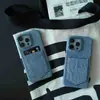 Funda de Teléfono de Mezclilla Premium para Apple 14pro iPhone15promax Media Bolsa 13P con Ranura para Tarjeta Funda Resistente a Caídas