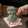 Pedra de areia verde Novo estilo chinês Espírito Cobra Mestre Chá Brincar Decoração de mesa para casa Enfeites para animais de estimação Incenso Inserir artesanato Presente