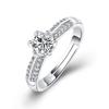 Anillo abierto de seis garras estilo japonés y coreano moda Cristal anillo de propuesta diamante anillo de diamantes para mujer suministro transfronterizo venta al por mayor