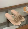Sandalias de playa con pedrería para mujer, tacón alto fino, chanclas elegantes, sandalias de cuña de verano