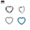 Pendientes de Corazón de Moda de Aleación de Titanio F136 Transfronterizos Incrustados con Circonita Uñas de Labios Uñas del Cartílago del Oído Joyería para Piercings Corporales Pendientes