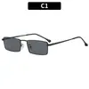 Gafas de Sol Cuadradas de Metal Retro Europeas y Americanas, Montura Pequeña de Alta Gama, Versátiles, Moda de Celebridades de Internet, Protección Solar para Exteriores, Gafas de Sol Transfronterizas