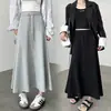 Saia de Maternidade 2025 Outono Nova Moda Alta Qualidade Sem Barriga Cordão Comprimento Médio Casual Exterior Saia Guarda-Chuva