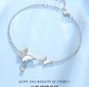 Pulsera Jiu Feng Xiang de Plata de Ley 925 Chapada en Platino para Mujer, Mariposa de Luz y Sombra Brillante Joyería de Alta Gama, Regalo de Nicho de Lujo Ligero para Mujeres
