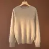 Suéter Feminino de Caxemira Outono/Inverno 2026 100% Caxemira Pura Gola Redonda Escovado Fashionável Versátil Pulôver Solto Top Quente