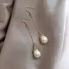 Brincos de Pérola Gota de Água com Pétalas, Elegantes e Modernos, Estilo Palácio Retrô, Brincos Longos de Pérola Gota de Água com Pétalas, Acessórios de Estilo Curto