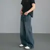 Jeans Azuis Retro Americano Masculino Primavera e Outono Novos Retos Largos Peso Pesado Lavado Desgastado Jeans Longo Masculino
