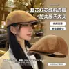 Gorra Retro de Pana Estilo Británico, Circunferencia de Cabeza Grande, Boina Adelgazante, Versátil Gorra de Periodista para Mujer, Adecuada para Primavera y Otoño