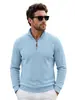 AliExpress Transfronterizo para Hombre Primavera y Otoño Textura de Sarga Media Cremallera Cuello Alto Manga Larga Sudadera con Capucha Informal Estilo Americano