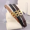 Cinto de Couro Bovino, Cinto Fashionável Estilo Ins, Cinto de Couro Feminino, Couro Genuíno, Cinto Decorativo Versátil e Tendência para Combinar com Jeans
