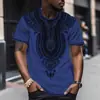 Comercio Exterior Transfronterizo Nuevas Camisetas de Moda Transfronterizas Europeas y Americanas Camisetas Casuales de Estilo Étnico de Comercio Exterior Tops Casuales de Manga Corta para Hombre