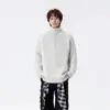 Otoño e Invierno Más Vendido Moda Casual de Marca Tendencia Suéter de Punto con Media Cremallera Fábrica de Suéteres Línea de Prendas de Punto para Hombre Gris Arroz