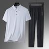 Novedad 2025 moda sin costuras para hombre verano casual traje de polo con solapa transpirable traje holgado atuendo de papá