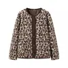ZA Europa Transfronteiriça Comércio Exterior Roupas Femininas AliExpress Venda Quente Moda Simples Versátil Lã de Cordeiro Estampa de Leopardo Manga Longa Jaqueta