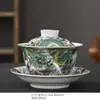 Jingdezhen Sancai Tigela com Tampa Xícara de Chá Conjunto de Chá Porcelana Azul e Branca Tigela de Chá Casa Escritório Cerâmica Tigela Kung Fu Individual