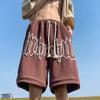 Pantalones cortos de baloncesto para hombre, estilo retro americano, con letras deportivas, estilo hip hop, estilo informal, versátiles, para verano y jóvenes