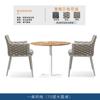 Mesa e cadeira de vime nórdicas para áreas externas, combinação de mesa de jantar para lazer, sofá individual, mesa de centro, móveis para pátio, atacado