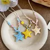 Collar de Estrella con Cuentas de Cerámica y Correa de Cuerda, Cadena para Suéter de Diseño de Nicho de Lujo Ligero, Accesorio de Cuello Versátil Estilo Vacaciones en la Costa para Mujer