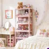Vitrina de Cristal Rosa para Guardar y Exhibir Artículos, Vitrina a Prueba de Polvo, Armario de Almacenamiento, Vitrina para Figuras