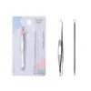 Lamera nuevo clip para cejas combinación de aguja para espinillas traje pinzas para cejas de acero inoxidable doble aguja para espinillas clip para cejas al por mayor