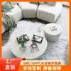 Conjunto de Mesa de Centro de Concreto Estilo Creme para Janelas de Canto, Mesa de Chá para Uso Doméstico, De Chão, Feito Sob Medida para Exportação, Móveis de Mesa Lateral
