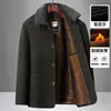Casaco de Algodão com Forro de Lã Chenille Masculino para o Inverno, para Avôs de Meia-Idade e Idosos, Roupa Externa Quente de Algodão, Jaqueta de Mistura de Lã para Homens
