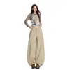 Jeans Laranja#Cáqui Infantil Relaxado de Perna Larga Feminino Cintura Alta Solto Emagrecimento Escondendo Defeitos Casual Versátil Calça Banana