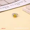 Anillos de Venta Caliente Transfronteriza en Europa y América, Oro Rosa y Piedra Preciosa Amarilla, Joyería de Circonita para Bodas y Compromisos, Stock Listo del Fabricante
