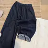 Novedad de Otoño: Jeans Casuales de Color Sólido con Cintura Elástica y Cordón, Pantalones de Pierna Ancha Adelgazantes Simples y Versátiles para Mujer, Transfronterizos