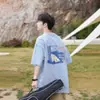Fornecimento direto da fábrica 220g camiseta de manga curta estampada com desenhos pesada masculina de verão solta infantil divertida de algodão meia manga