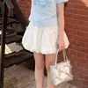 Conjunto de Ropa de Estilo Fresco y Elegante para Niñas Mayores, Nuevo Set de Dos Piezas con Falda Floral de Encaje y Lazos en Bloques de Color de Verano Moderno