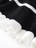 Suéter de Punto Rayado con Volantes de Cuello Cuadrado para Mujer Elástico Bloque de Color Manga Larga Casual Delgado 2026 Estilo Nuevo de Primavera