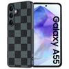 Para Samsung GalaxyA55 Capa de Celular Couro Fibra de Carbono Kevlar A54 Capa Protetora Resistente a Quedas