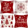 Capas de almofada de Natal outono e inverno transfronteiriças, capas de almofada de sofá, almofadas decorativas de linho estampadas, atmosfera de Natal no atacado