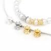 Chapado en Oro de 14K Conserva el Color Microincrustado Flor de Circonita Espaciador Cuentas Accesorios de Joyería Pulsera DIY Materiales de Accesorios para Ensartar C45