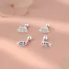 Pendientes de Plata de Ley S999 para Niños Peces Pequeños Divertidos Gato Pequeño Cierre de Rosca Recto Lindos Dulces Estilo Coreano Frescos Exquisitos Pendiente Venta al por Mayor