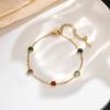 Nuevo Pulsera de Cristal de Zirconia Colorida de Diseño de Nicho Minimalista para Mujer, Pulsera Versátil de Moda de Acero de Titanio, Accesorio de Mano de Moda