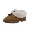 Botas de nieve zapatos casuales perezosos ropa de exterior 2026 invierno nuevas pantuflas de pelo puntera cerrada casual forradas de felpa suela gruesa pantuflas