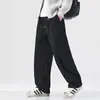 Marca Americana Moderna Calça Esportiva Casual de Perna Reta Masculina Solta 2026 Primavera Outono Toque de Luxo Peso Pesado Perna Larga Cinza Calça de Moletom
