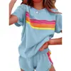 Amazon Best-Selling Transfronterizo Trajes Nuevos de Primavera y Verano para el Hogar para Mujer, Estilo Simple Europeo y Americano, Colores Contrastantes, Trajes Casuales de Moda para Mujer