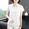 Camisas de Algodão para Mães de Meia-Idade e Idosas para Mulheres Verão 2025 Nova Moda Soltas com Efeito Emagrecedor Casual Manga Curta Tendência